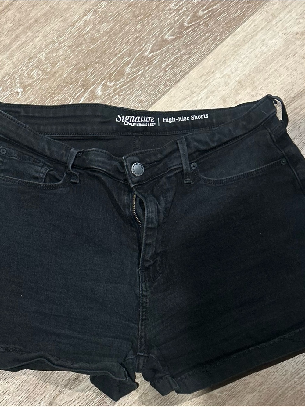 Signature High-Rise Black Denim Shorts